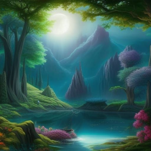 Sci-Fi Alien Zen Garden with Cosmic Sky