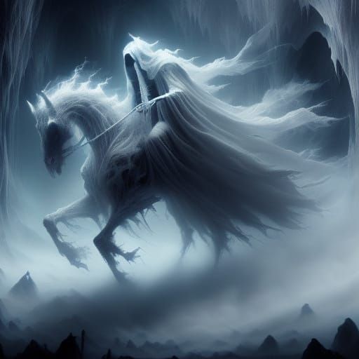 Ethereal Horror: Man's Nightmares Swirl Above in Matte Paint...