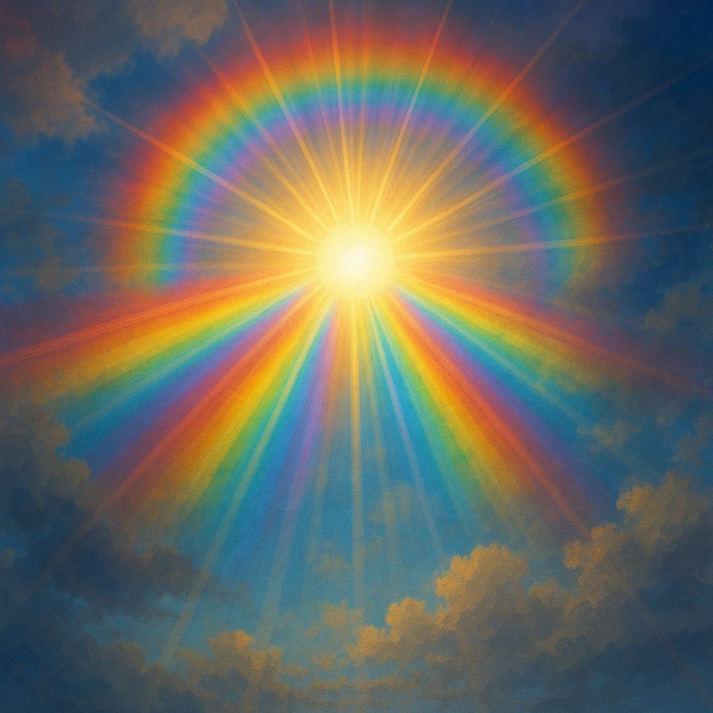 Radiant Sun With Rainbow God Rays