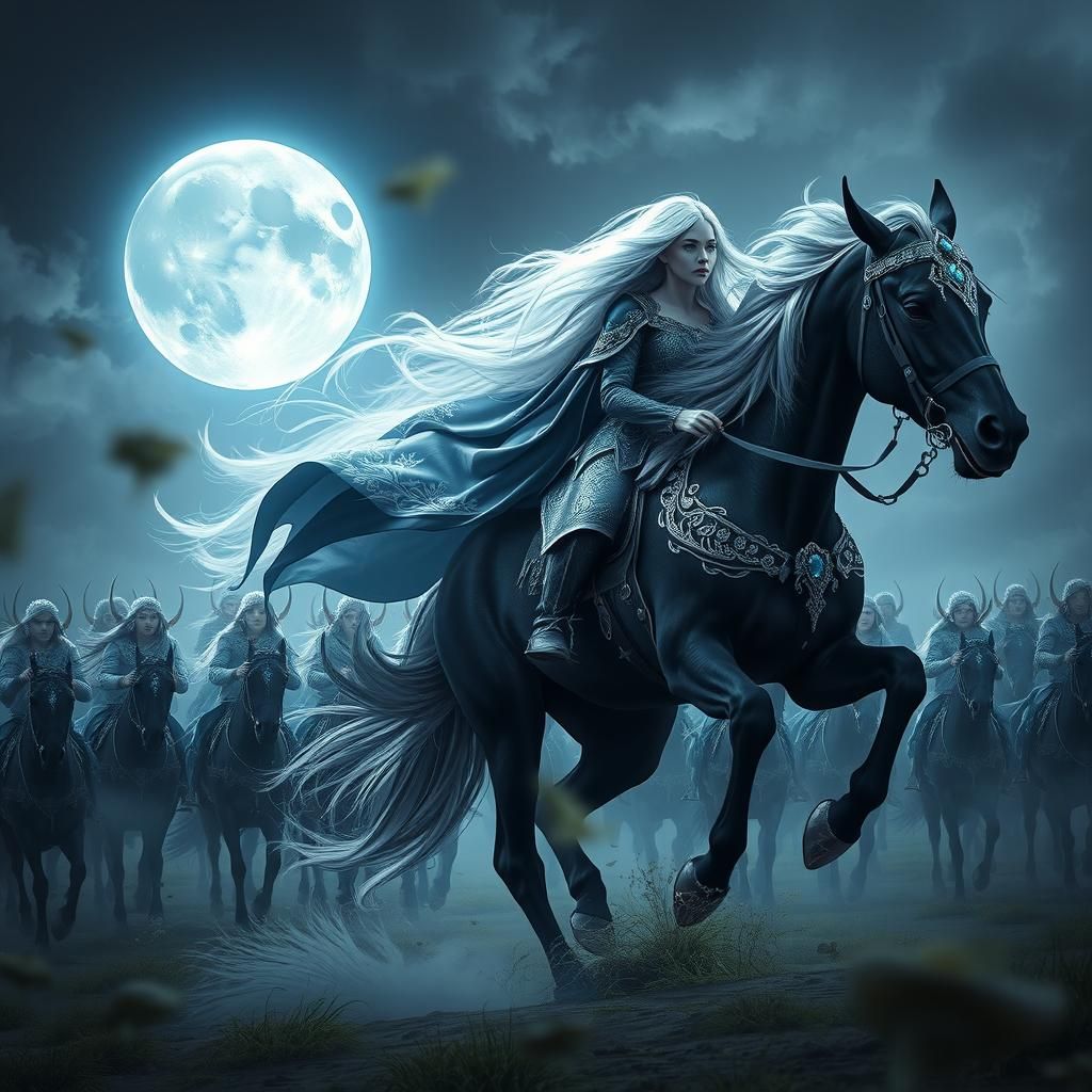 Elven Queen Leads Wild Hunt in Fantasy Art