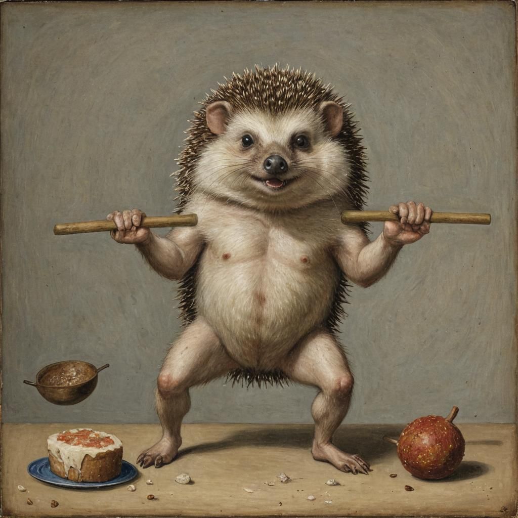 Hedgehog Weightlifter at Animal Olympics