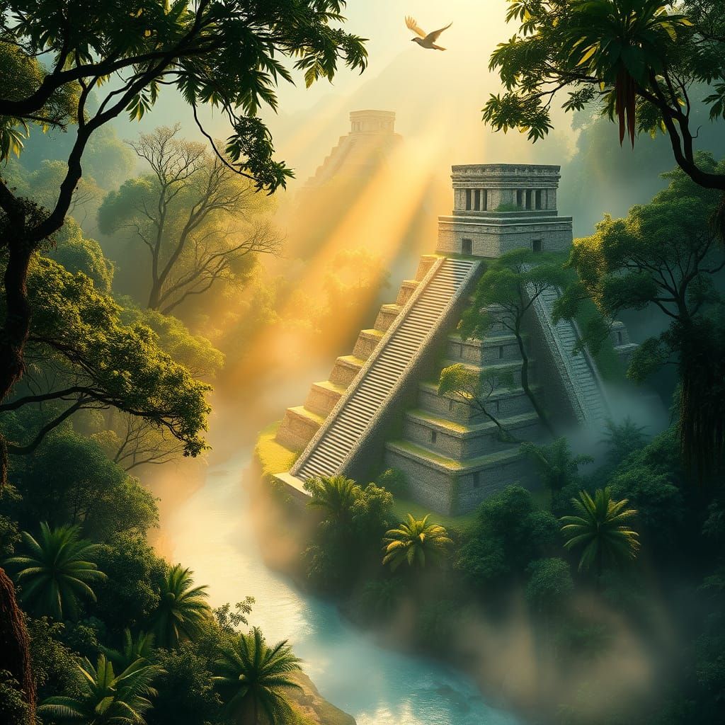 Ancient Mayan Pyramids Rise from the Jungle