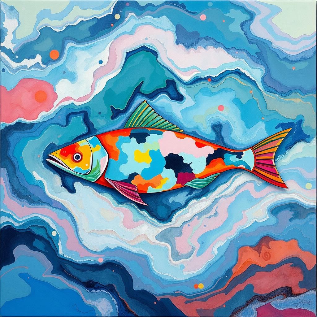 Abstract Trapezoid Swims in Dreamlike Impressionist Waters