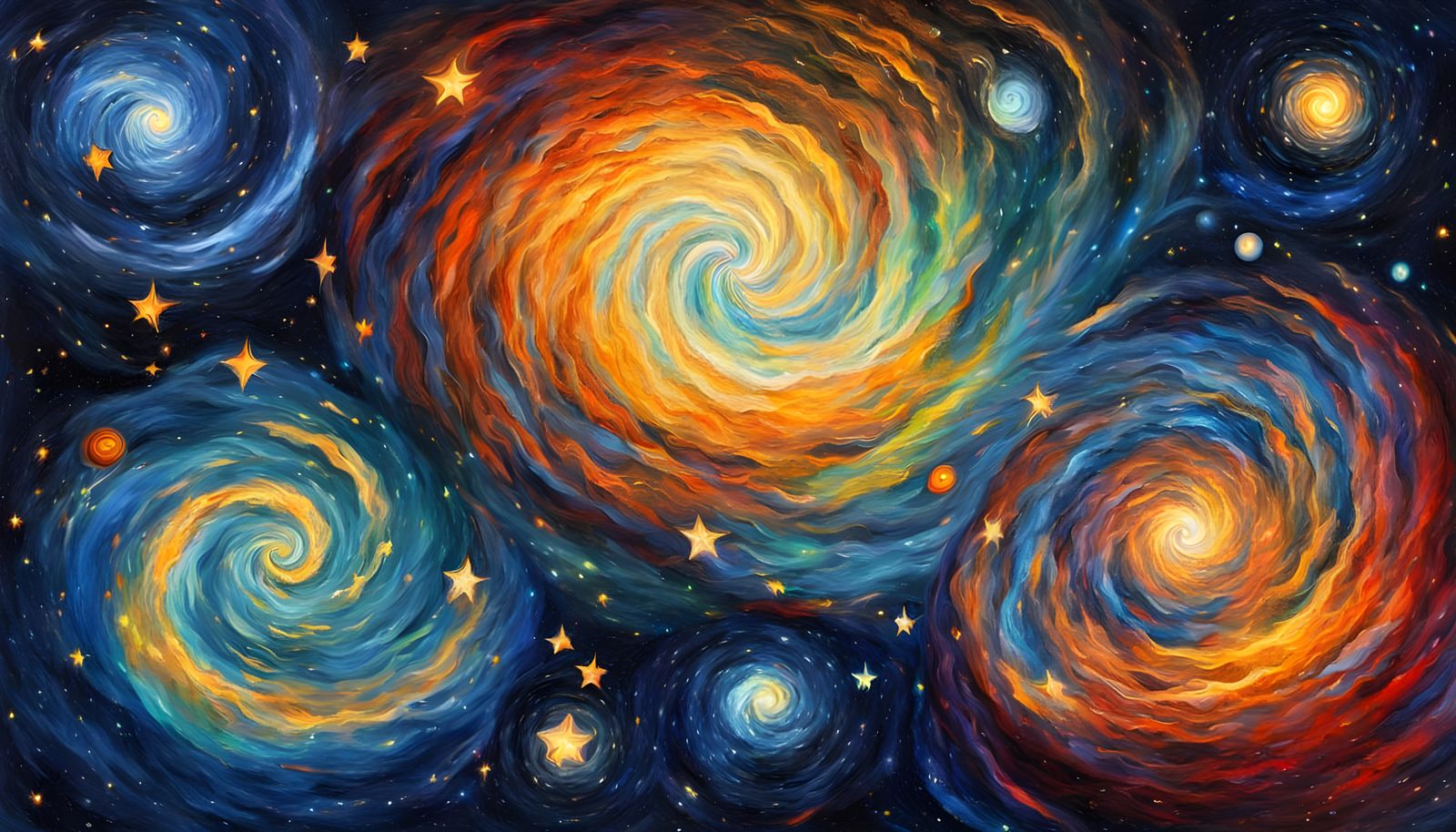 Cosmic Vortexes in Van Gogh Oil Style