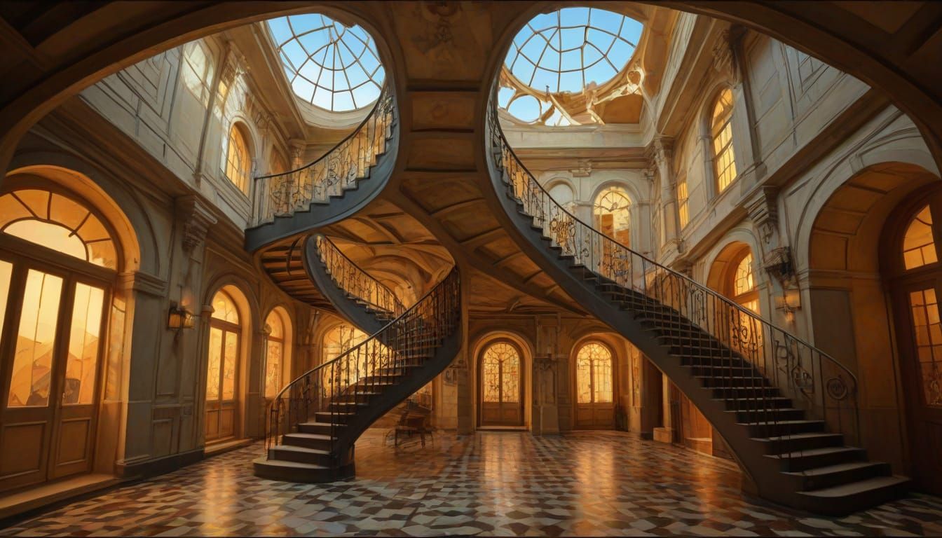 Surreal, Dreamlike Room in Golden Hour Light, Inspired by Es...