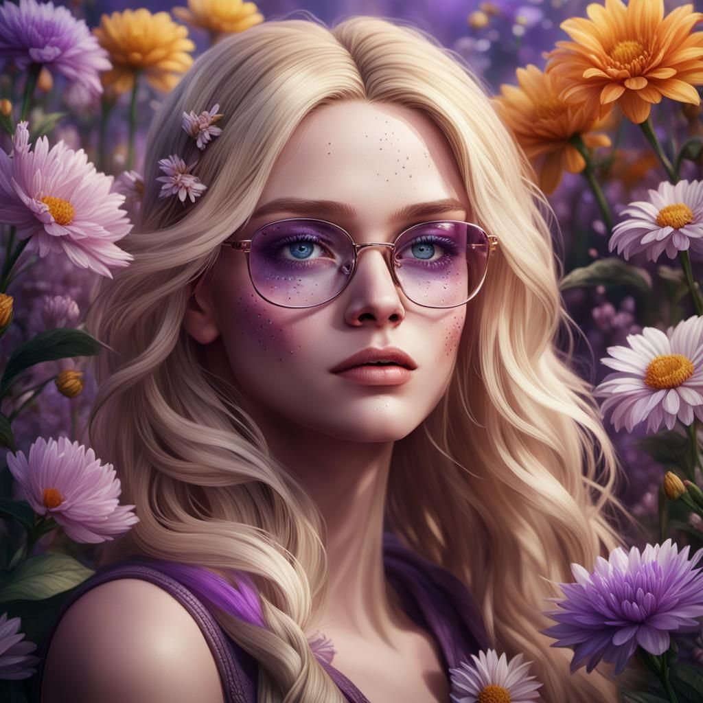 Blonde Woman with Purple Eyes Portrait