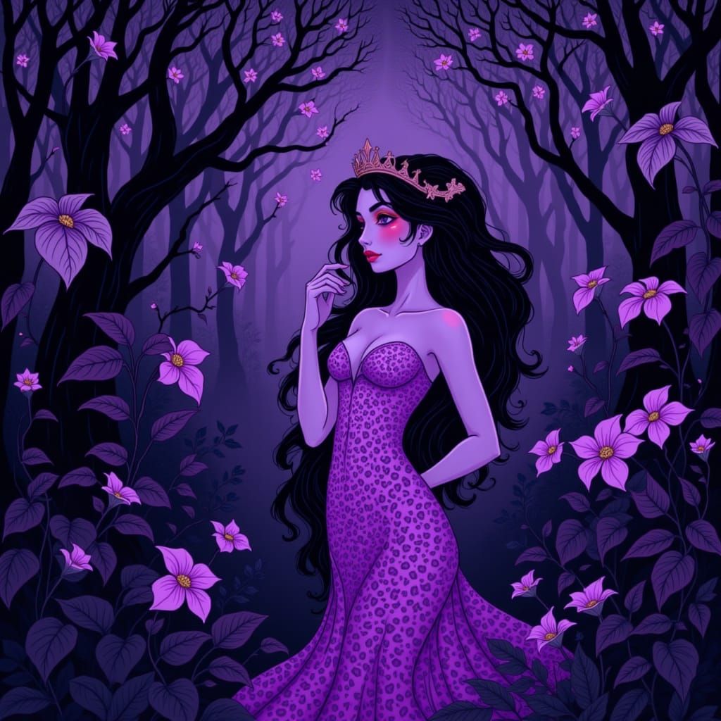 Purple Jungle Princess with Majestic Leopard