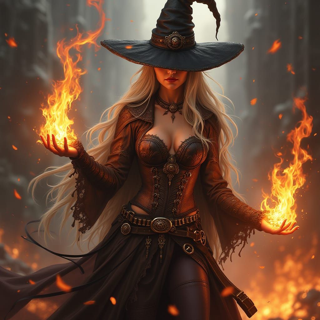 Drow Fire Sorcerer with Steampunk Engine