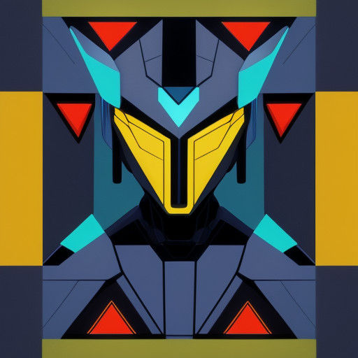 Futuristic Robot in Vibrant Bauhaus Cityscape