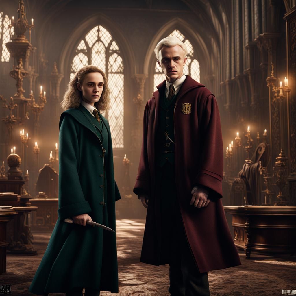 Hermione and Draco: Detailed Fantasy Concept Art