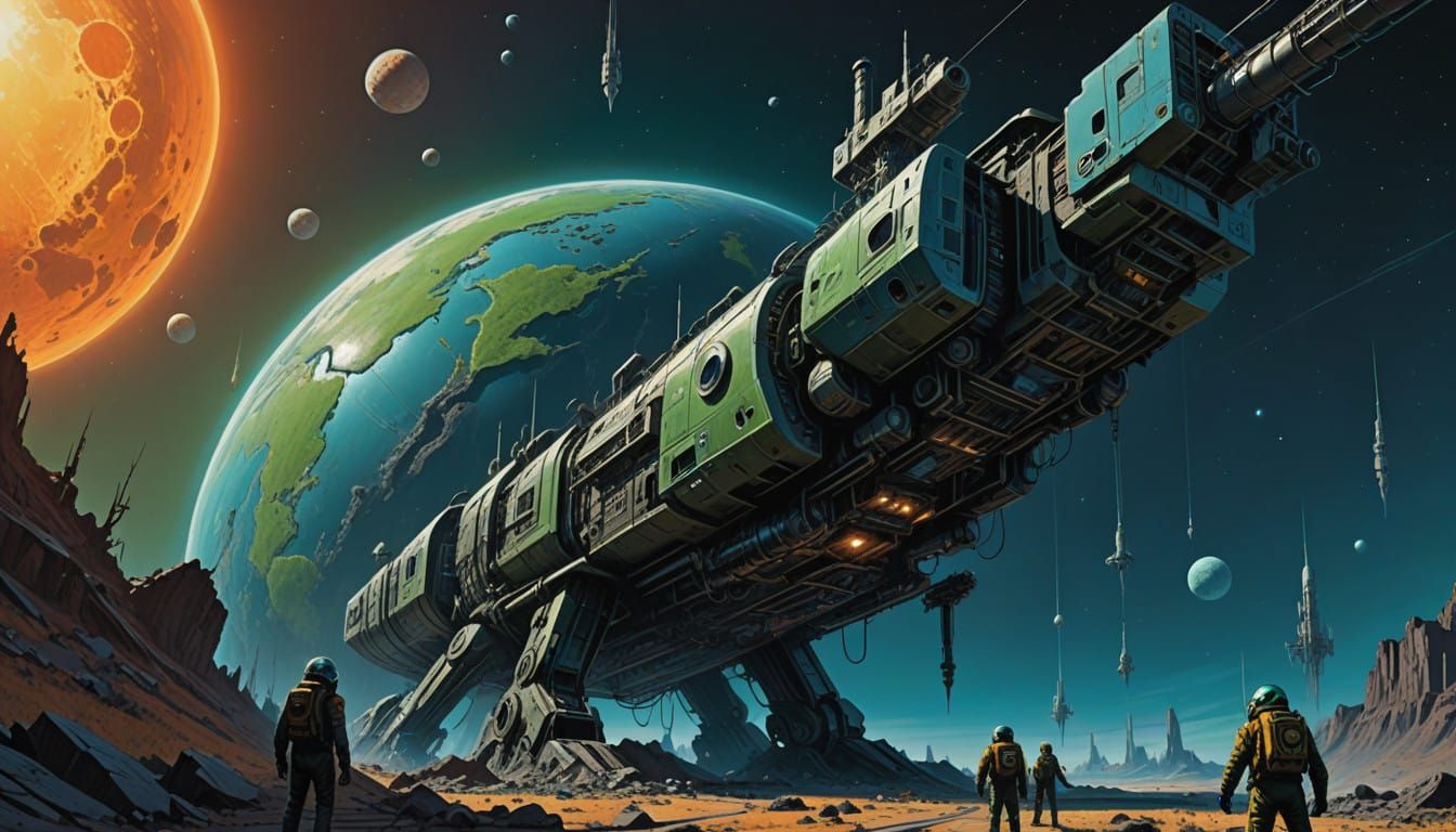 Astronaut Miners in Futuristic Space Odyssey