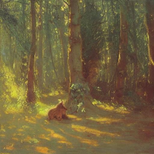 Hedgehog Sounding in Forest, Old Master Style
