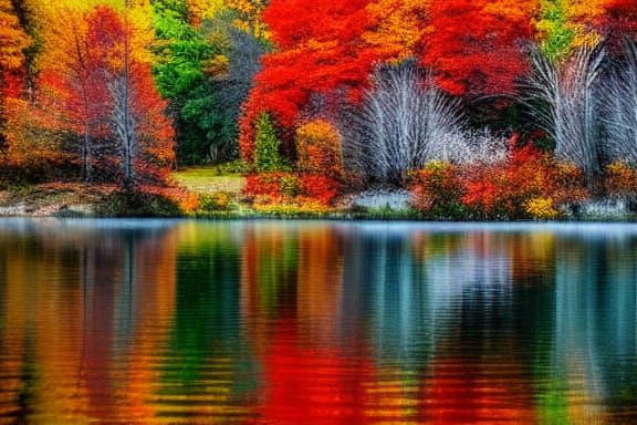 Autumn River Reflections Scenic View