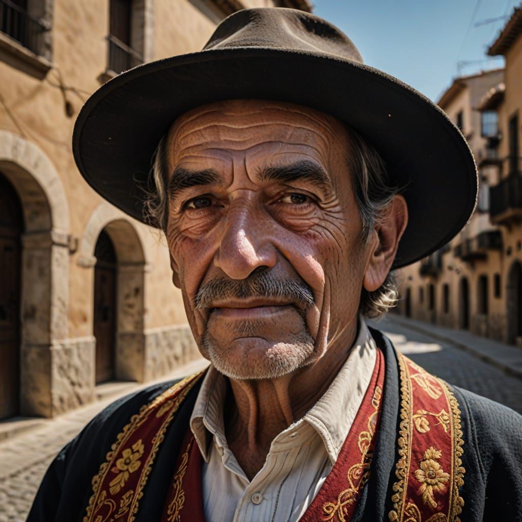 Photorealistic Portrait of Spanish Man in Traditional Clothi...