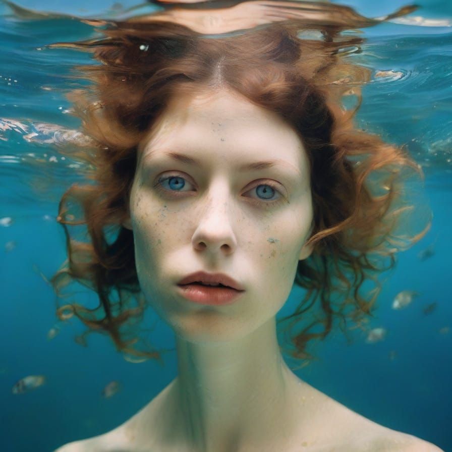 Surreal Underwater Portrait of a Scuba Diving Giraffe