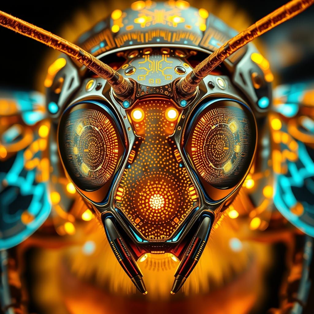 Futuristic AI bee pollinators