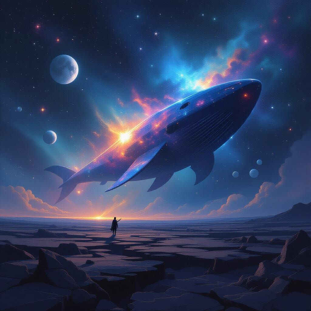 Celestial Leviathan Swimming Through Cosmic Void