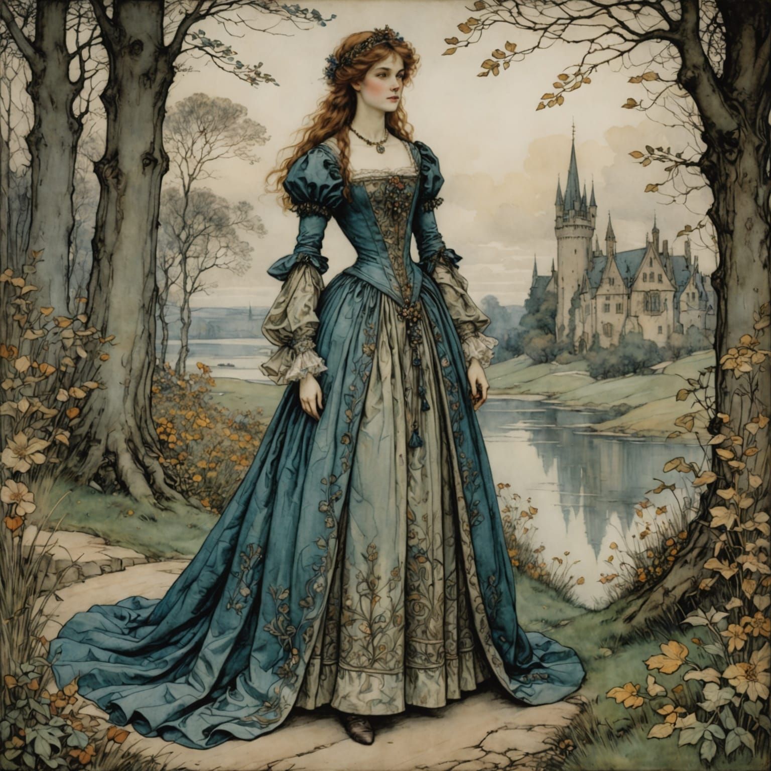 Medieval Maiden in Ballgown, Fairytale Portrait