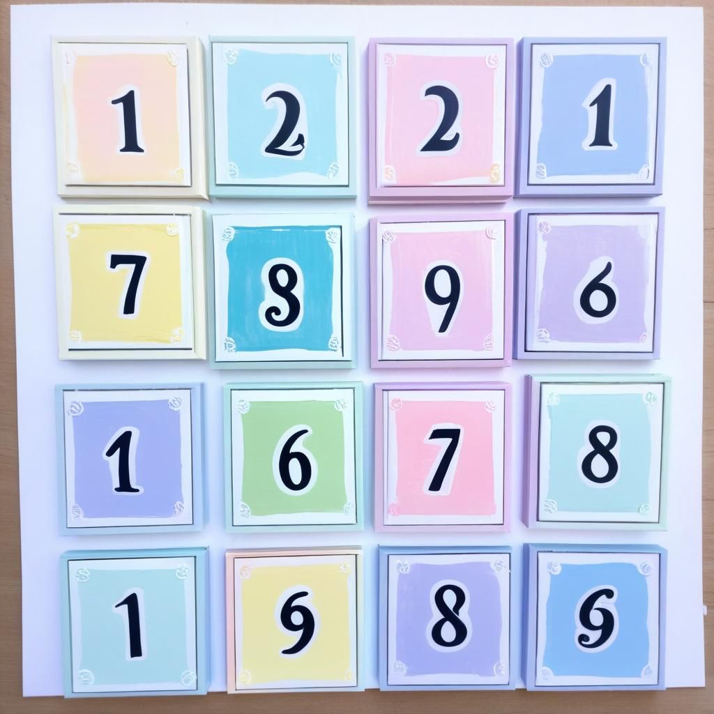 Pastel Numbers One Through Nine