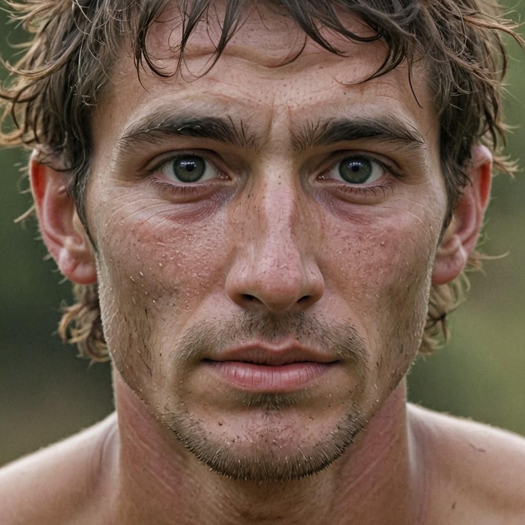 Hyperrealistic Portrait of a Man with Coily Hair