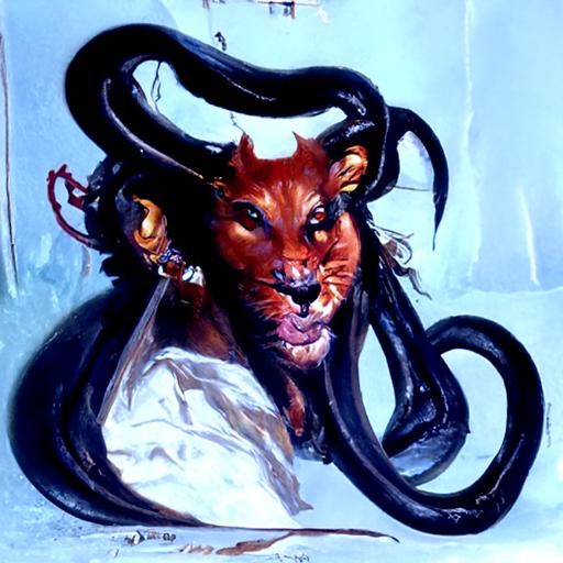 Tiefling Manticore in Oil Painting Style
