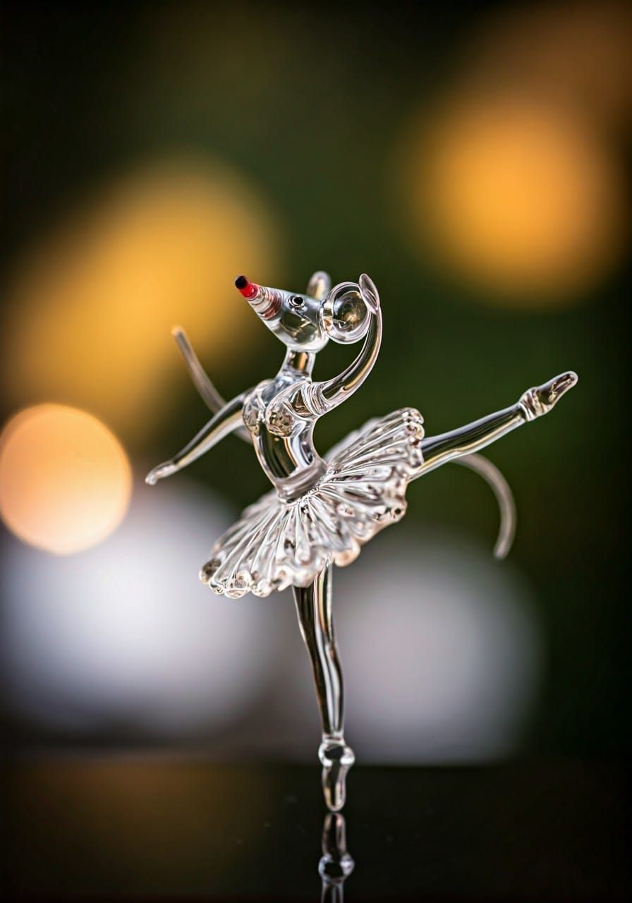 Ethereal Glass Ballerina in Whimsical Dance Pose