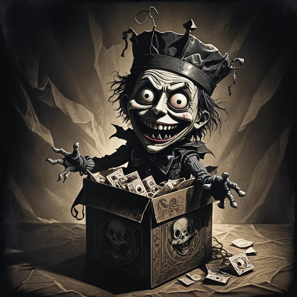 Eerie Jack-in-the-Box in Gothic Horror Style