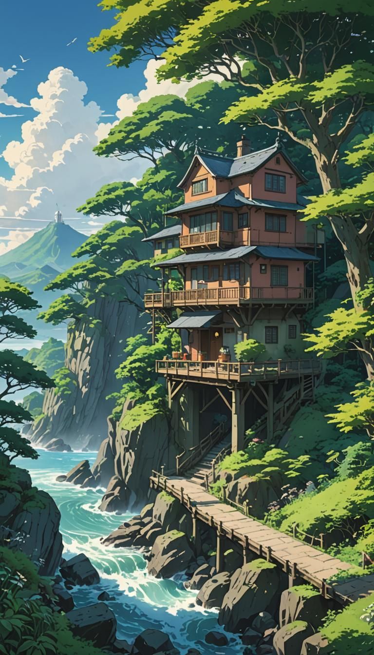 Anime Landscape Key Visual in Studio Ghibli Style