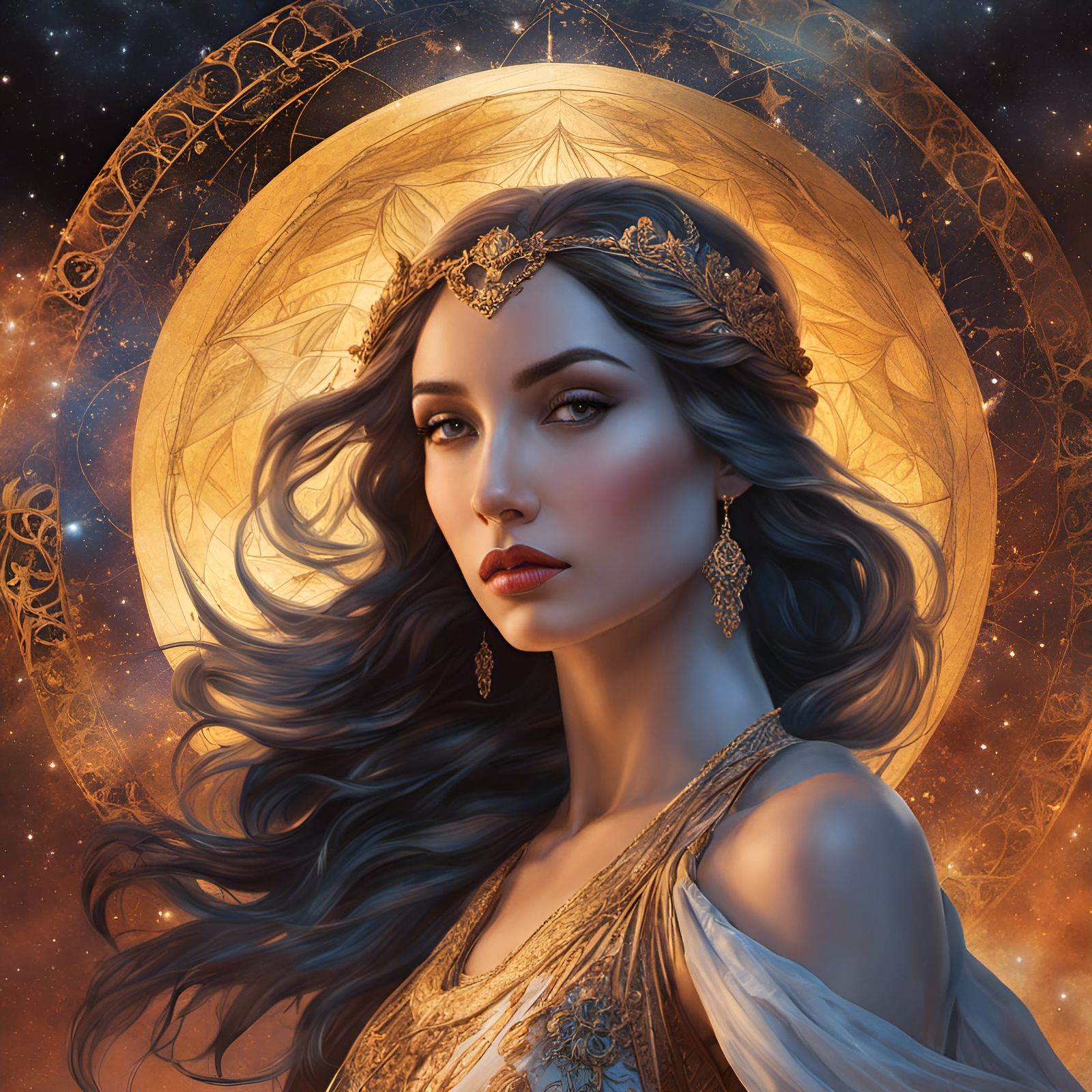 Goddess Creates the Universe as Watercolor Painting