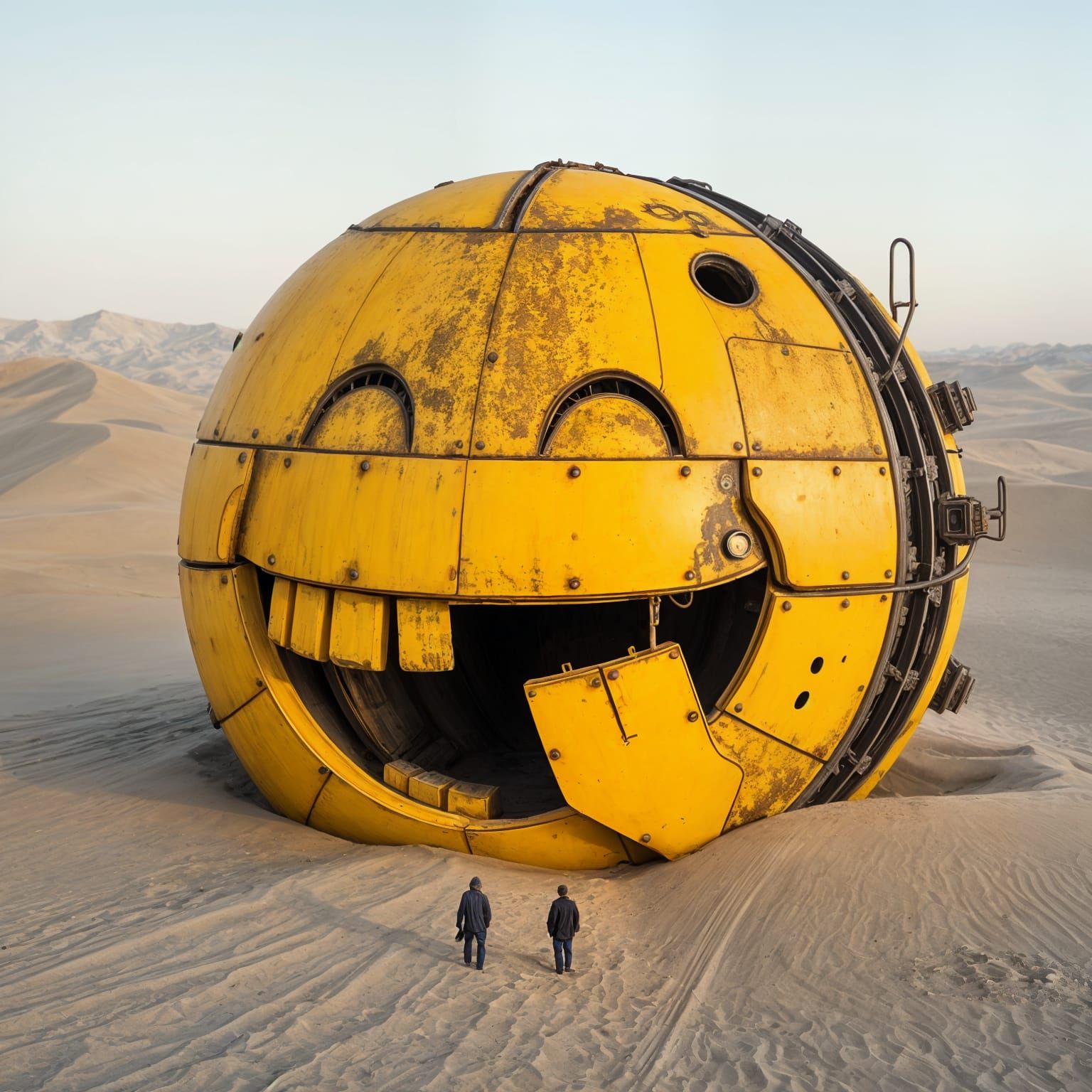 Monumental Melting Emoji Megastructure in Desert Wasteland
