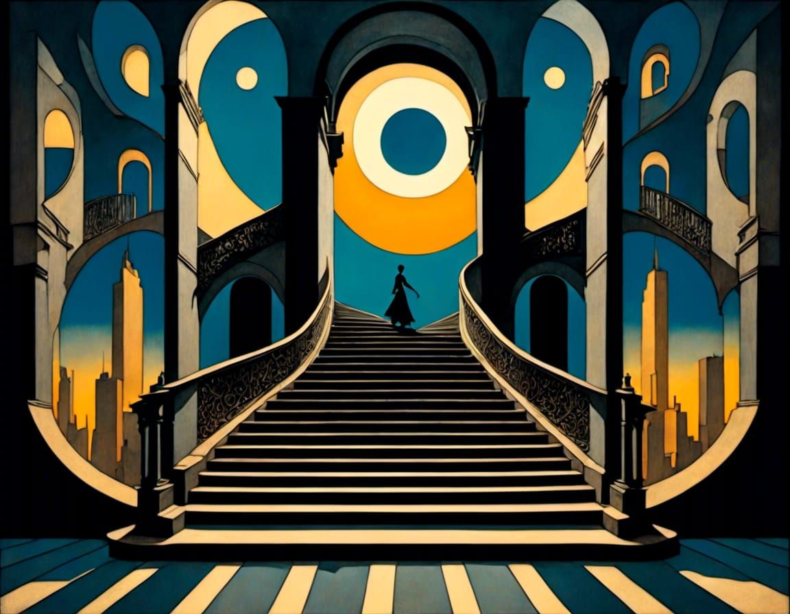 Surreal Stairway to Nowhere: Dystopian Android Dream