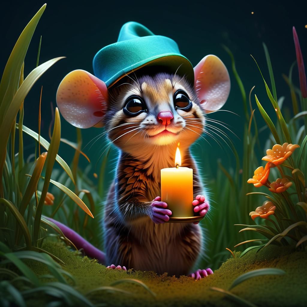 Mouse in Nightcap: Pixar-Style 3D Digital Art