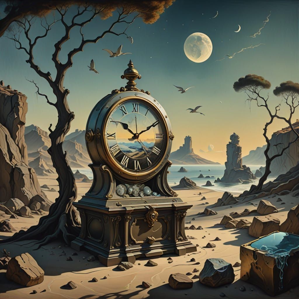 Surreal Dreamscape: Fractured Time and Melting Clocks
