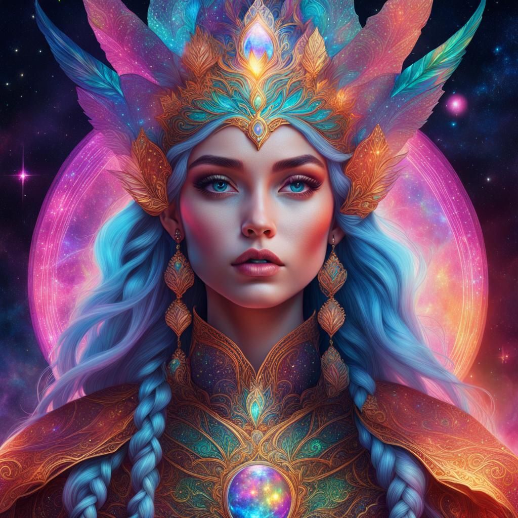 Elf Princess: Holographic Astral Illustration