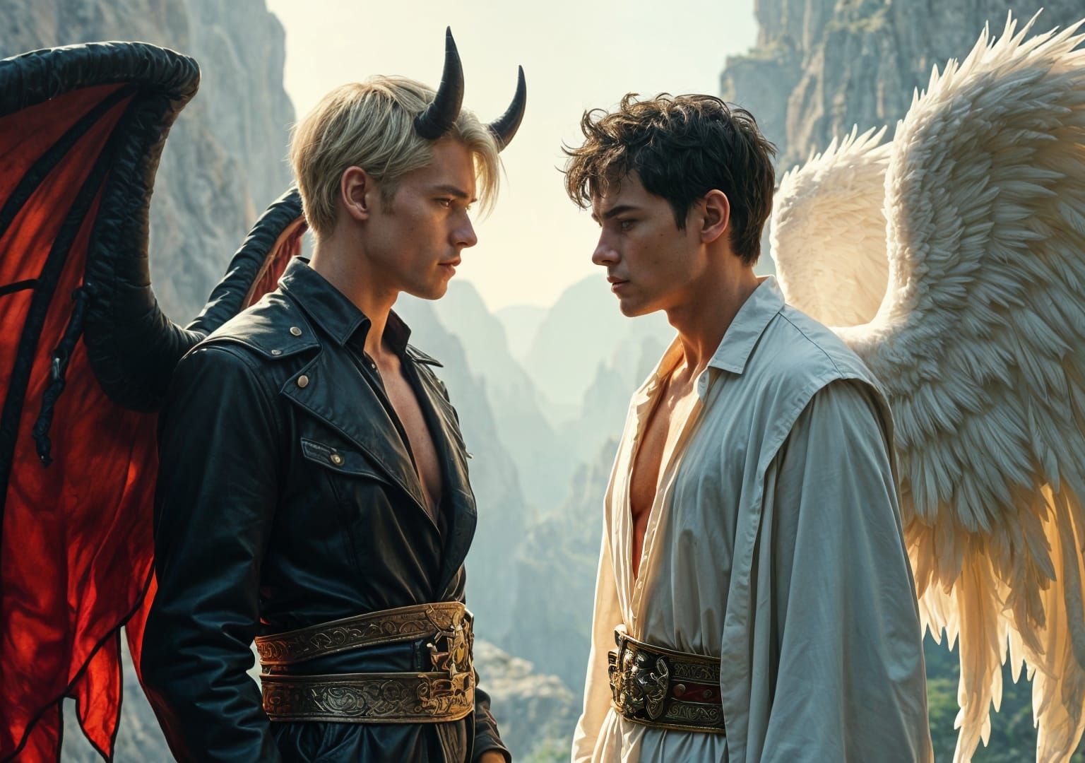 Good vs Evil: Hyperrealistic Angel and Devil