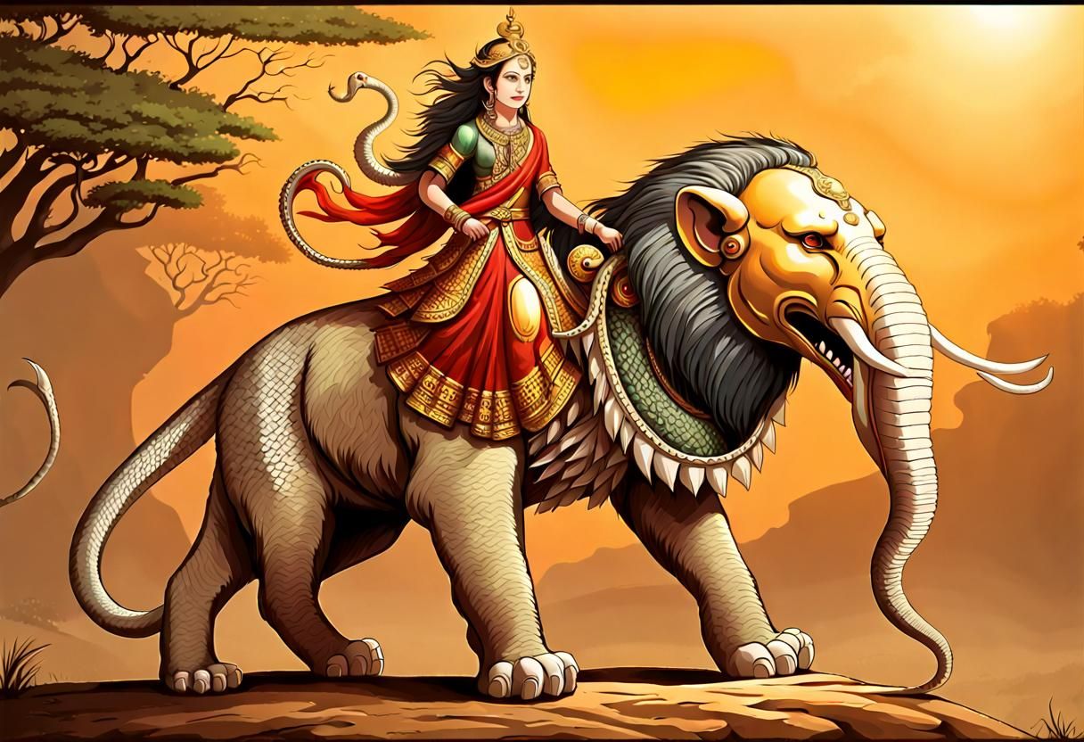 Yazhi: Mythical Chimera of Lion, Elephant, and Snake