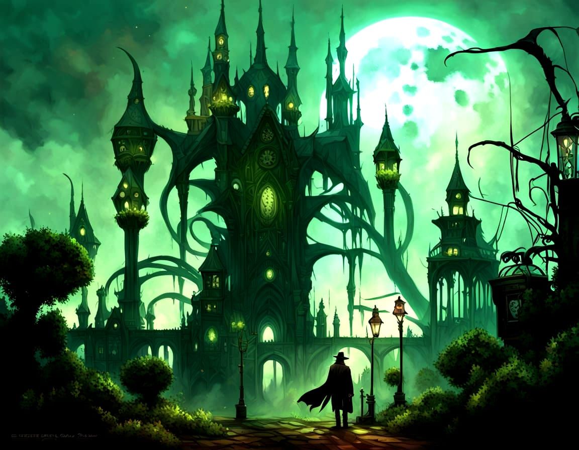 Sinister Scarecrow Guards Carnivorous Plants in Dark Fantasy