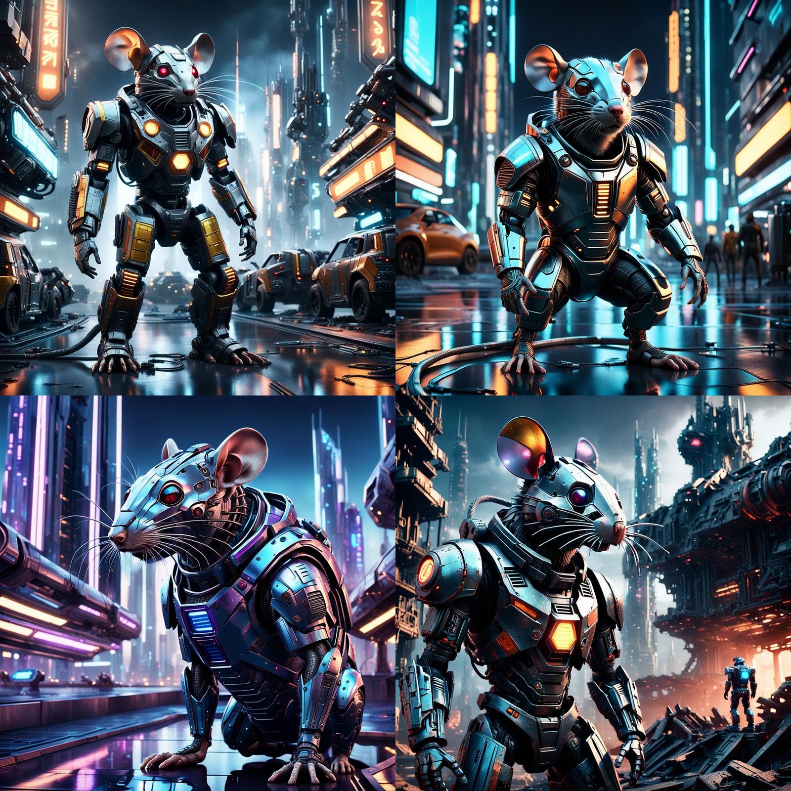 Rat in Metal Suit on Cybertron in Sci-Fi Style