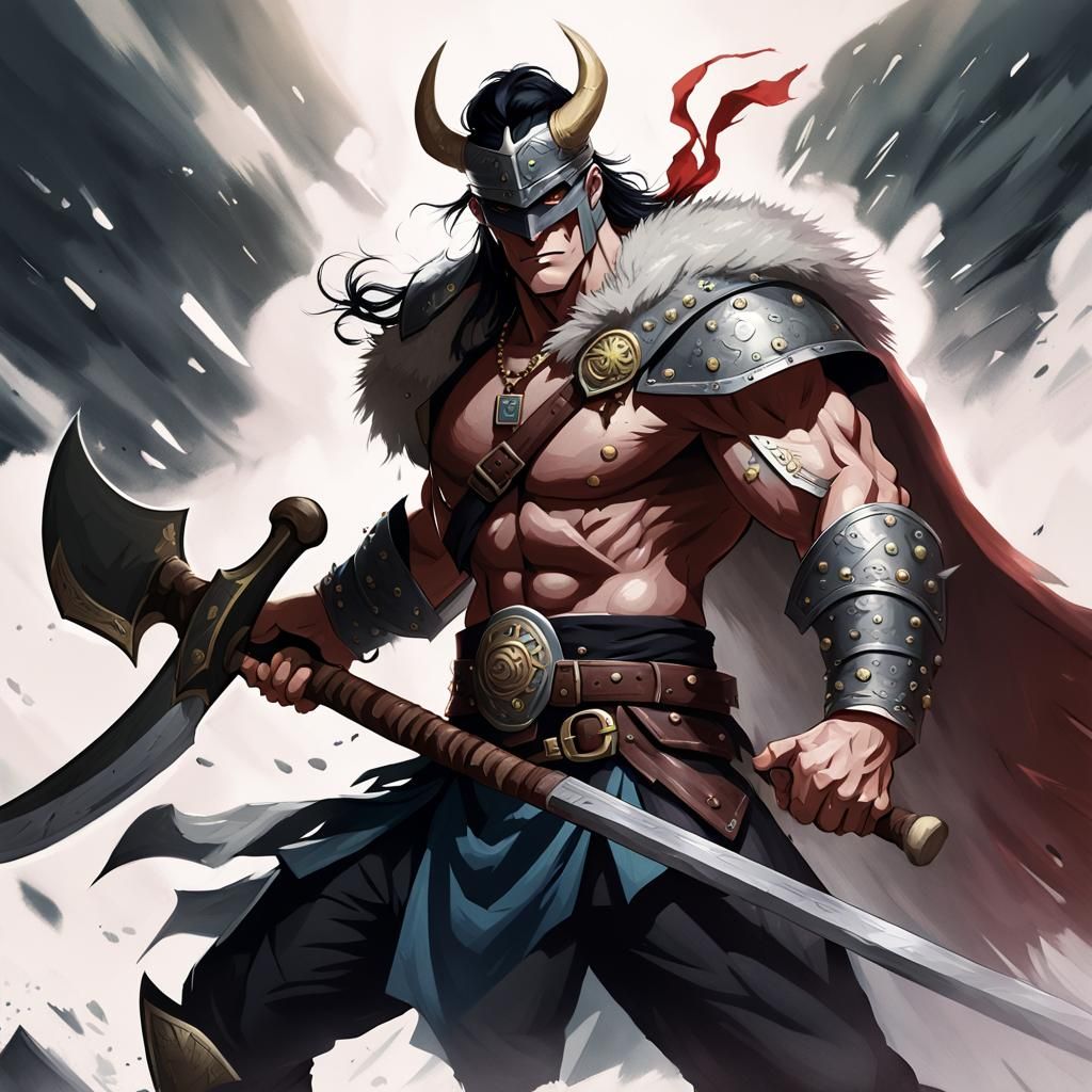 Tuxedo Mask as Viking Berserker with Axes