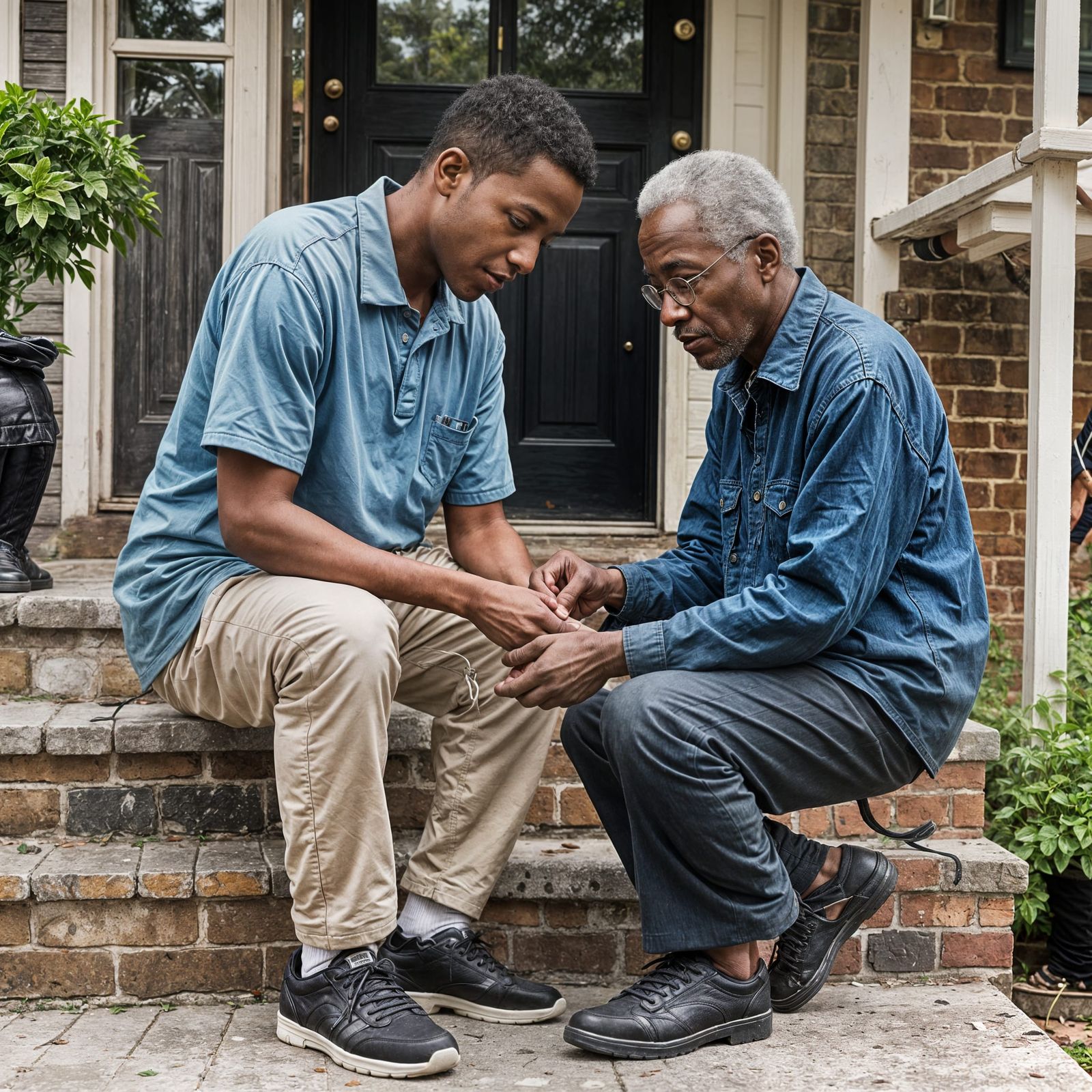Generational Care: A Young Man Helps His Elder