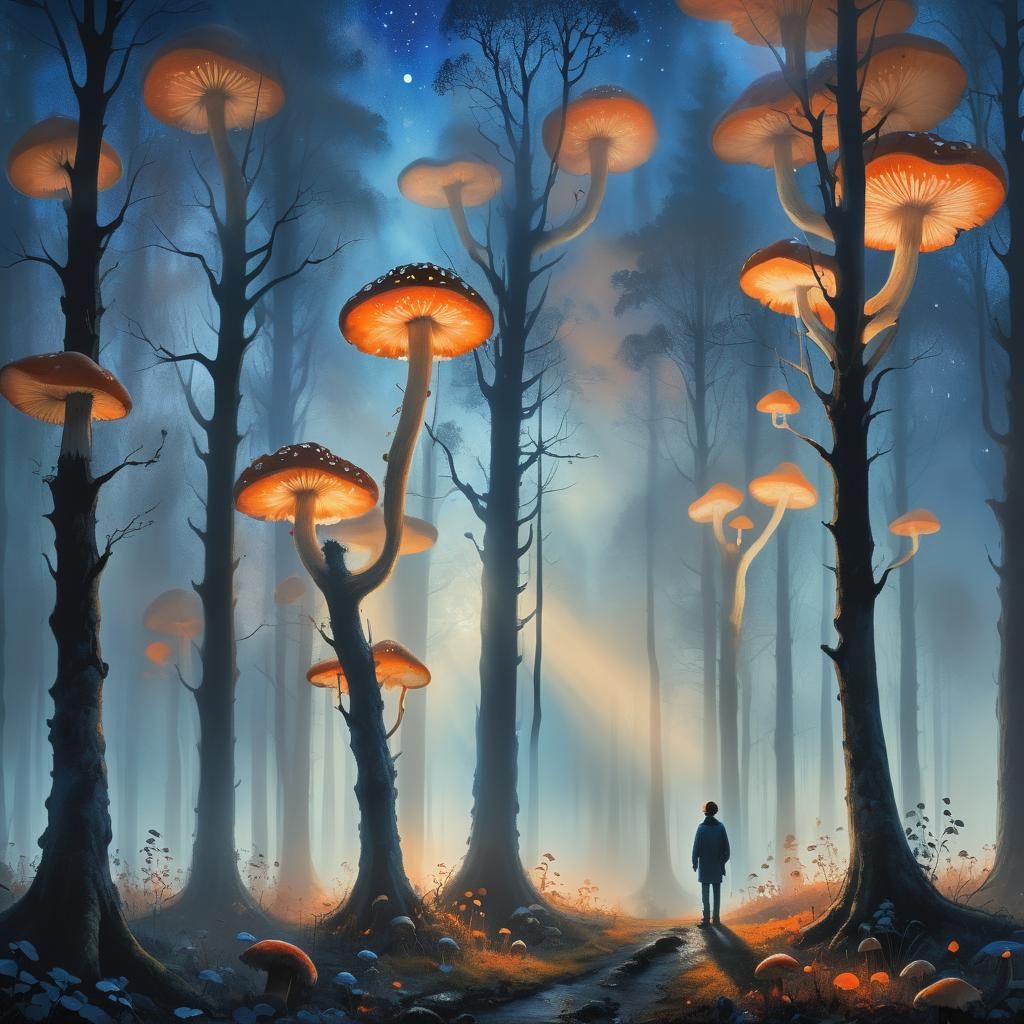 Surreal Sunrise in an Enchanted Forest