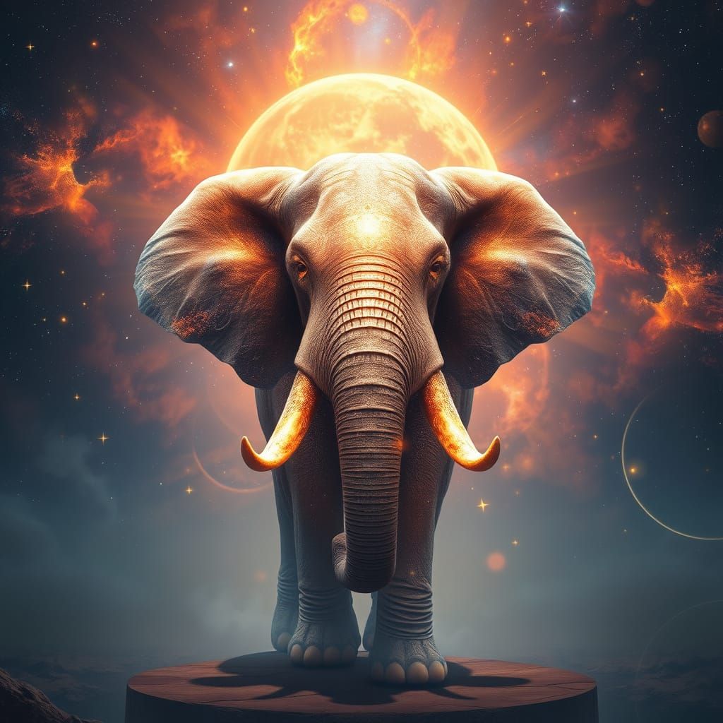 Cosmic Elephant of Stardust and Nebulae in Digital Painting ...