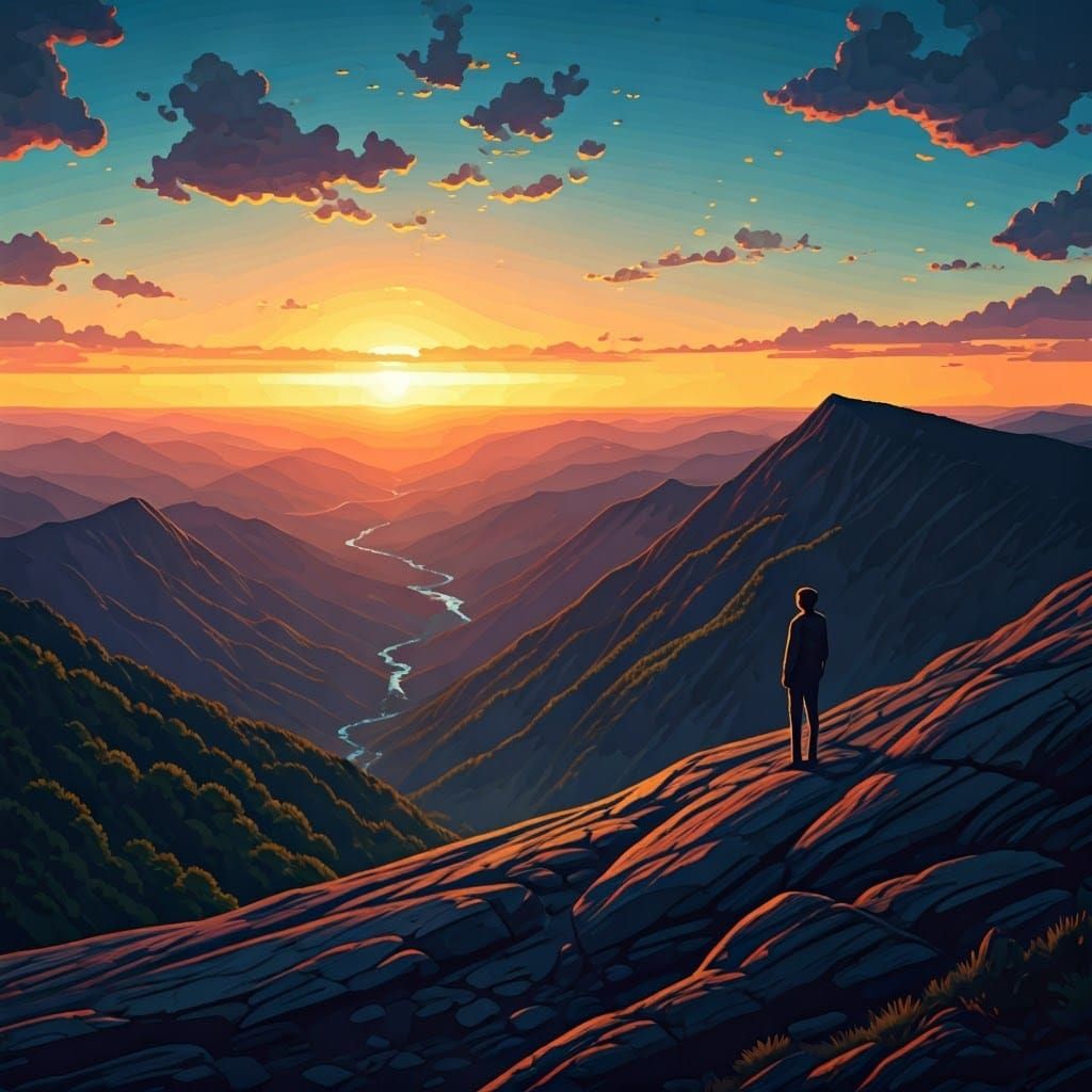 Ethereal Sunset Masterpiece on a Mountain Vista