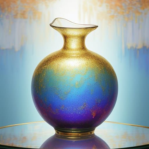 Murano Glass Vase in Impressionist Oil Painting