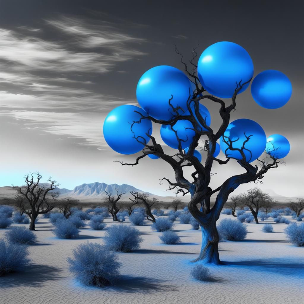 Radiant Tree in Arid Landscape: Magic Realism