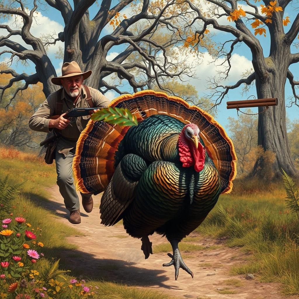 Turkey Chase on Autumn Path