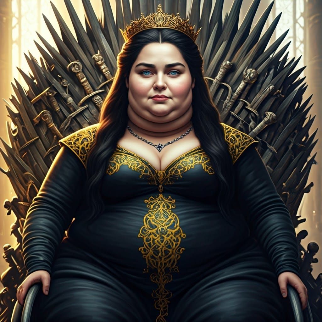 Regal Obesity: A Wheelchair-Bound Queen Sits Upon the Iron T...