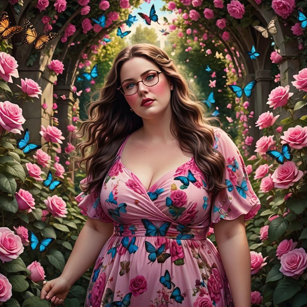 Rose Garden Portrait of a Woman in Fantasy Art Style
