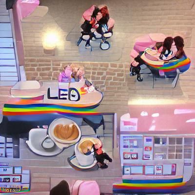 Lesbians Enjoying Coffee in a Cafe