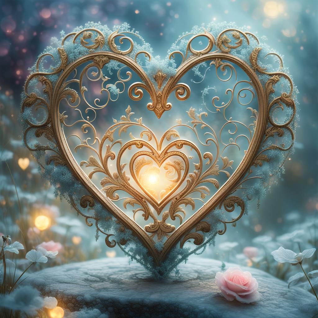Ornate Heart in Ethereal Fantasy Art Style